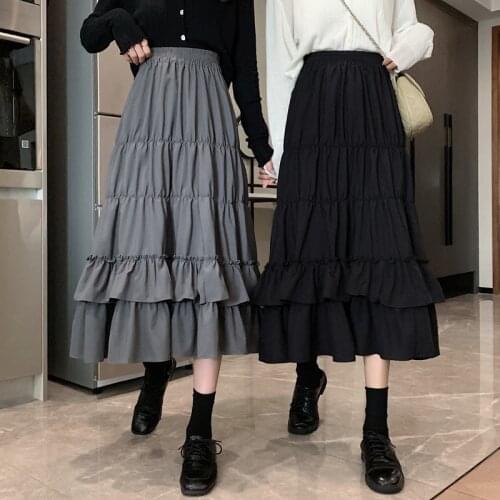 2021 spring summer autumn new women gothic fashion casual sexy Cake Skirt woman female OL pleated skirts AA106