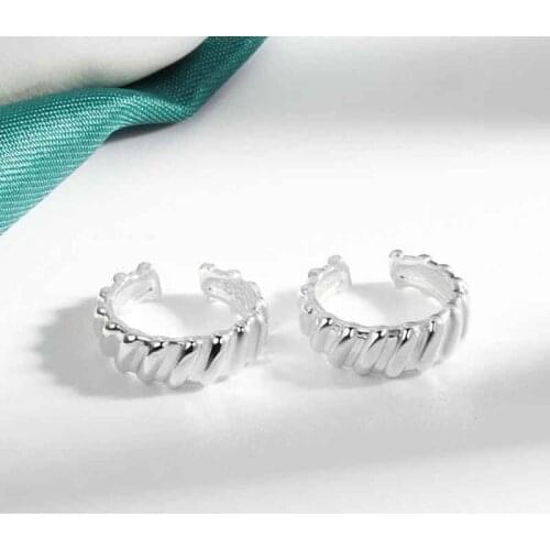 KOFSAC Womens Personality Geometric Clip Earrings 925 Sterling Silver Jewelry Trendy No Pierced Ears Earring Lady Accessories