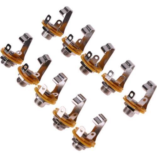 10PCS/Set 1/4in 6.35mm Guitar Jack Socket Connector Female Replacement Parts for Electric Guitar Pickup Connectors Terminal