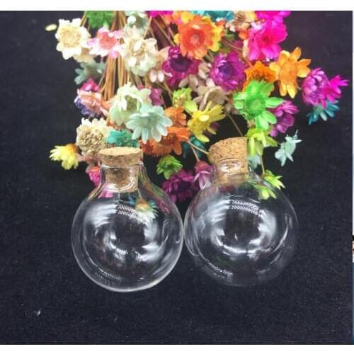 10pieces round ball 24*28mm transparent glass bottle with cork glass vial pendant glass globe glass dome cork bottles diy gifts