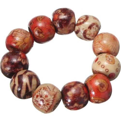 100Pcs 10mm Large Hole Mixed Wooden Beads DIY Jewelry Beads Making Charms Crafts Dirty Braid Hair Extension DIY Jewelry Material