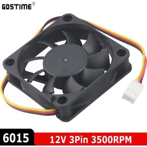 100Pcs/Lot Gdstime 6cm 60mm 60x60x15mm 12V 3 Pin Computer Case Cooling Fan for CPU Cooler