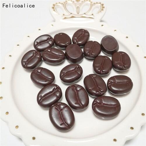 200pcs Simulation Miniature Coffee Beans Resin Cabochon Flatback Beads Fake Food Scrapbooking Craft DIY Phone Decor Accessories