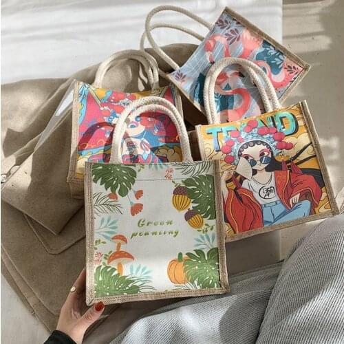 2021 Personality Creative Chinese Style Printed Handbag New Fashion Simple Ethnic Portable Storage Shopping Bag
