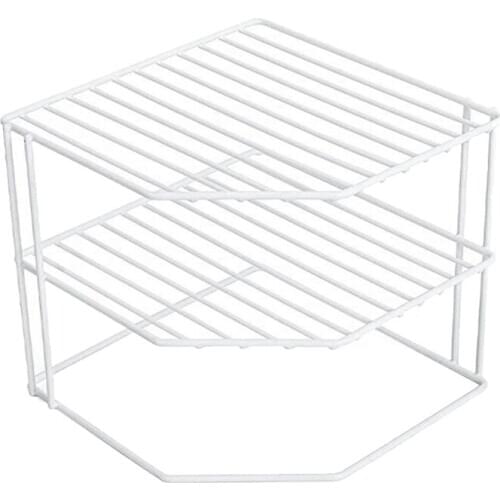 3-Tier Kitchen Corner Shelf Rack-Metal Frame-Rust Resistant Finish-Cups, Dishes, Cabinet & Pantry Organization-Kitchen (9 x 8 In