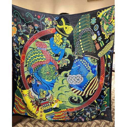 70% Cashmere 30% Silk Scarf Women Fashion Ethnic Tribal Style Shawl Stole Hijab Flower Kerchief Headscarf 135*135cm