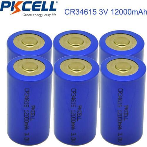 6PCS PKCELL CR34615 Battery CR 34615 3V 12000mAh D Size Li-MnO2 Unrechargeable Batteries Bateria Baterias