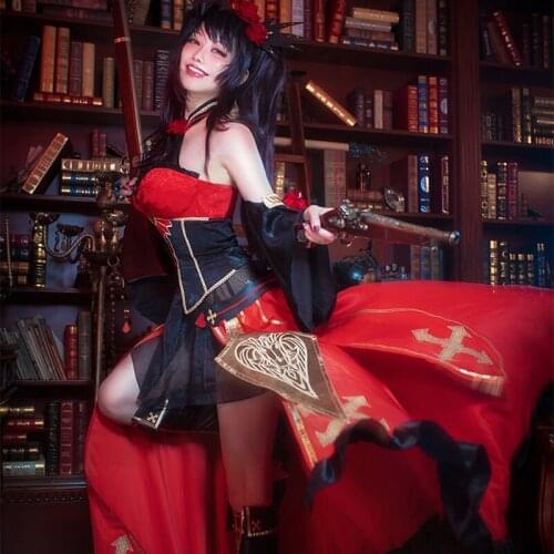 The Anime Date a Live Cos Tokisaki Kurumi Cosplay Scarlet Nightmare Dress Retro Halloween Cosutme T