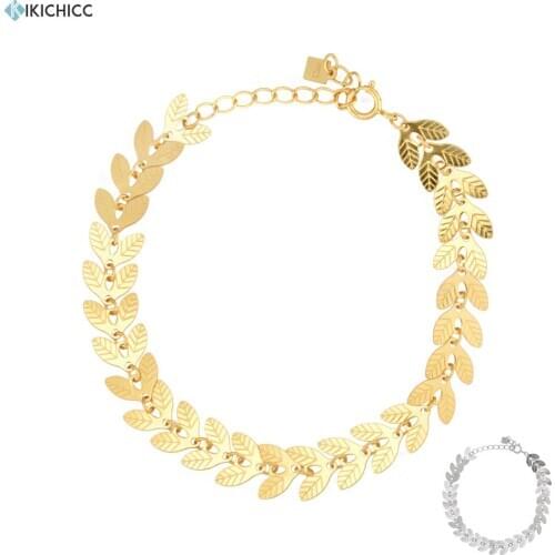 Kikichicc 100% 925 Sterling Silver Gold Leafs Chain Bracelet Women Fashion Luxury Jewelry 2020 Rock Punk Wedding Jewels