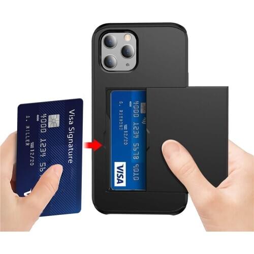Business Phone Case For iPhone 12 Pro Max 11Pro Coque Slide Armor Wallet Card Slots Holder Cover For iPhone 12 11 Pro Max Funda