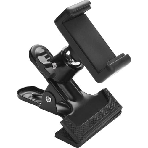 Clip-on Phone Holder Musical Instrument Phone Mount Stand with 360 Degree Rotatable Ball Head for Bass Guitar Head