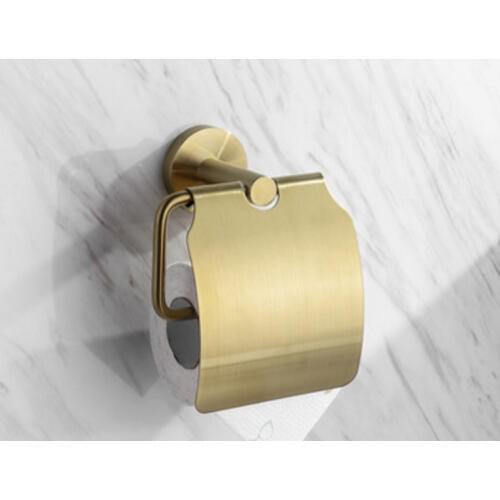 Stainless Steel 304 Brass Brushed Gold Paper Holder Wall Mounted Pivoting Toilet Tissue Holder Roll Tissue Paper Shelf BG01