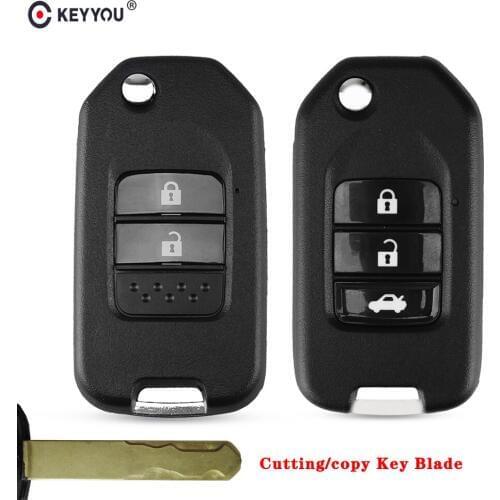 KEYYOU Cutting Blade 2/3 Button Car Style Folding Flip Remote Key Shell For Honda Civic City XRV Vezel Key Blank Case Fob Cover