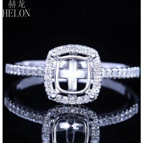 HELON Cushion Cut 6x5.5mm Sterling Silver 925 0.25CT Natural Diamonds Engagement Wedding Semi Mount Ring Women Trendy Jewelry