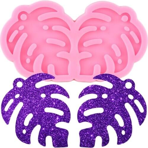 L/M/S Shiny Palm Tree Earrings DIY Epoxy Silicone Molds Turtle Leaf Epoxy Resin Keychains Pendant Jewelry Polymer Clay Moulds