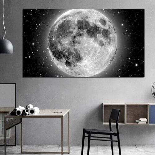 Moon Crescent Starry Universe Wall Art Canvas Painting Nordic Posters And Prints Landscape Wall Pictures For Living Room Decor