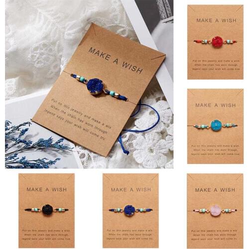 Fashion Multicolor Bracelet Handmade Jewelry Braided Make Wish Stone Women Bangle Gift