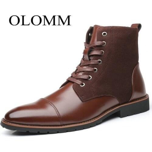 OLOMM 2019 new mens casual Martin boots mens plus velvet boots fashion extra large size army boots tide cotton shoes DD-58