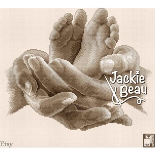 Gold Collection Embroidery Two Little Feet No Count Cross Stitch Kits with 100% Cotton Floss & Free Shipping for Customized Gift