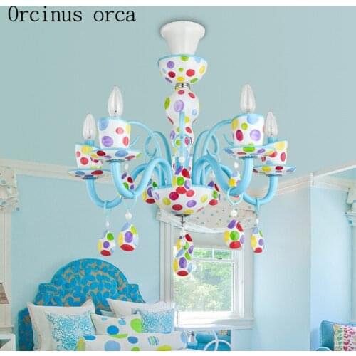 New colorful childrens room chandelier creative personality high-end art LED Princess Girl Bedroom lamp free shipping