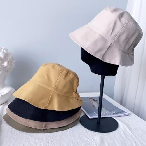2020 New Sun Fisherman Hats Summer Female Hat Outdoor Travel Foldable Solid Bucket Hat Anti-UV Beach Hat