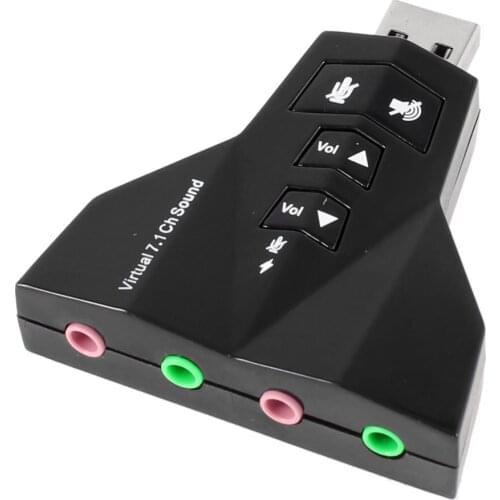 3.5mm Plug USB 2.0 to 3D Virtual Audio Sound Card Adapter 7.1 CH