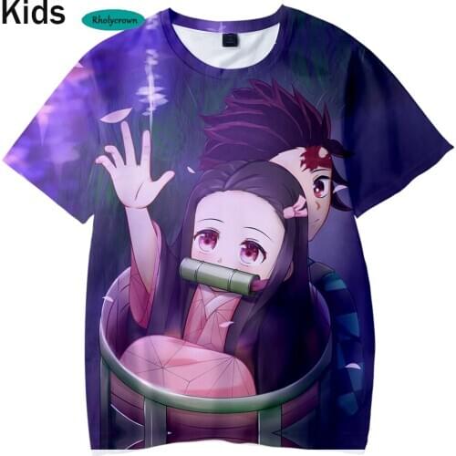 Popular 3-14 years 3D Comic Demon Slayer Kids t shirt Hot Boys Girls Cosplay Kimetsu No Yaiba Child T-shirt Hip Hop Summer tops