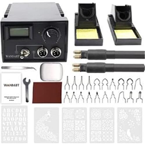 Professional Wood Burning Kit 60W Wood Burning Tool Pyrography Kit with Dual Wood Burner 20 Woodburning Wire Nibs Tips