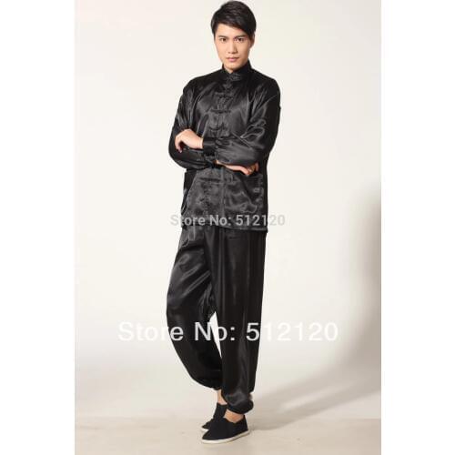 Shanghai Story Tai chi uniform Mens kung fu suit tradition kungfu clothing for man Martial Art Jacket Pants Set Black