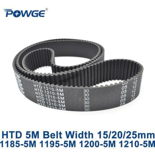 POWGE HTD 5M synchronous Timing belt C=1185/1195/1200/1210 width 15/20/25mm Teeth 237 239 240 242 HTD5M 1185-5M 1200-5M 1210-5M