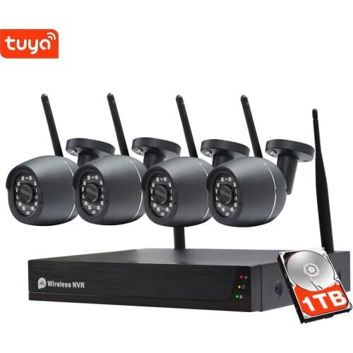 Sdeter CCTV Video Kit 2MP Wireless Security Camera Kit 4CH NVR Night Vision Outdoor Wifi Surveillance Camera System