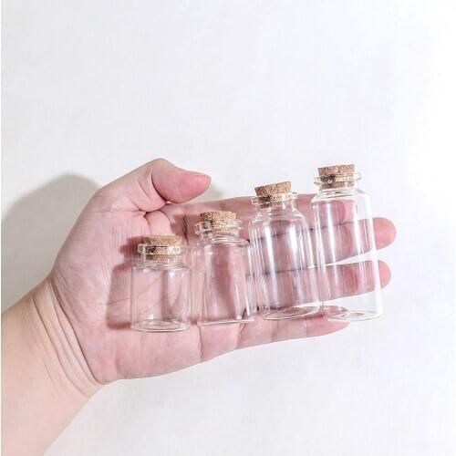 2pcs 10-60ml Glass Jars Containers Decoration Cork Stopper Ornaments Small Mason Jar Message Vials Cheap High Quality Bottle DIY