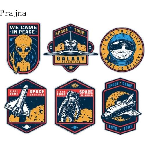 Space Astronaut Iron-On Transfers For Clothing Thermoadhesive patches UFO Alien Heat Transfers Stickers On Clothes Applique