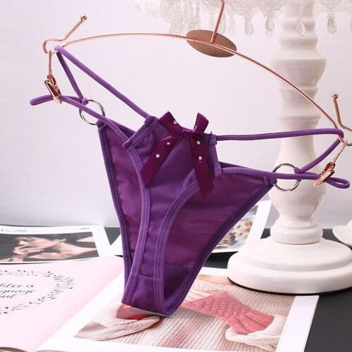 Sexy G-String Thin Strap Hollow Panties Women Soft Ladies Lingerie Low Rise Thong Breathable Female Underwear Solid Color Briefs