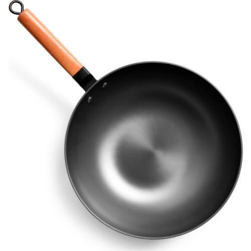 High Quality Iron Wok Traditional Handmade Iron Wok Non-stick Pan Non-coating Induction and Gas Cooker Cookware