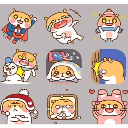 24 cute yellow dog anime funny scrapbook stickers for kids, DIY laptop suitcase skateboard motorcycle bike toy boy