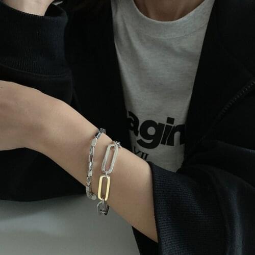 Box Chain Oval Buckle Bracelets For Women Couples Hip Hop Trendy Retro Party Gift Fine Jewelry SAB318