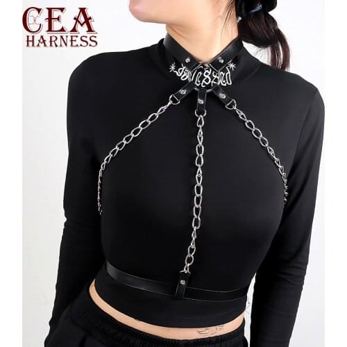 CEA Sexy Women Chain Harness Bra Suspender Lingerie Thigh Garters Belt Bondage Straps Chest Body Straps Stockings Belts Garter