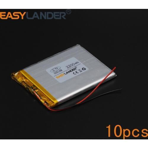 10pcs/Lot 3.7V 2200mAh Rechargeable li Polymer Li-ion Battery For electronic part DIY lighting Oticon Streamer GPS 505168 055168