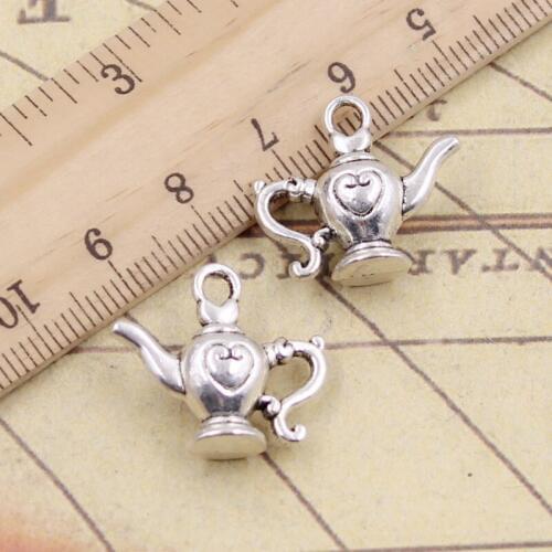 10pcs Charms Flagon Lamp Heart 19x21x9mm Tibetan Bronze Silver Color Pendants Antique Jewelry Making DIY Handmade Craft