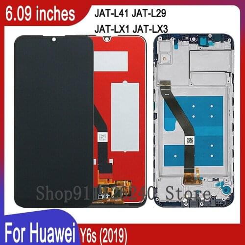 100% Tested LCD For Huawei Y6s 2019 LCD Display with Touch Screen Frame Y 6s 2019 JAT-LX3 JAT-L29 JAT-LX1 JAT-L41 LCD Display