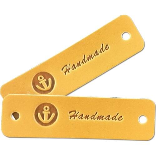 16 Options Anchor Logo Handmade Leather Clothing Labels for Clothes Name Label for Gift Bag Hand Made Leather Tags Sewing Tag
