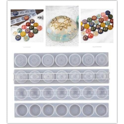 2Pc 7 Chakras Orgone Pendant Resin Casting Mold Round Reiki Metatron’s 7 Engraved Chakras Energy Mold Kit N13 20 Dropshipping