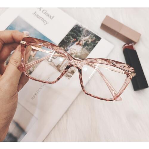 2019 Korean Pink Clear Glasses Frame Women Fashion Transparent Fake Myopia Glasses Frame Female Computer Eyewear Spectacle Frame