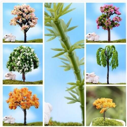7-10cm Mini Garden Ornament Miniature Resin Tree Figurine Craft Plant Pot Fairy Garden Decor