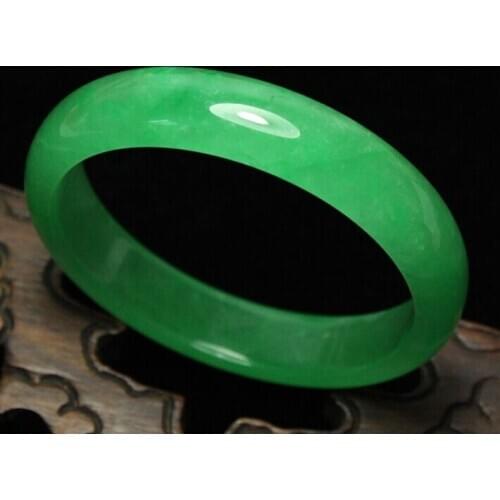 Free shipping ~$wholesale_jewelry_wig$ Certified Natural Beautiful Green Jadeite Bangle Bracelet Handmade 56-59mm