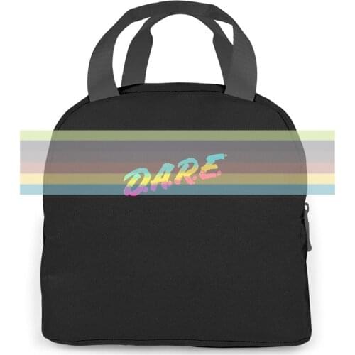 Tipsy Elves Black Neon Dare - 80s Halloween Costume women men Portable insulated lunch bag adult