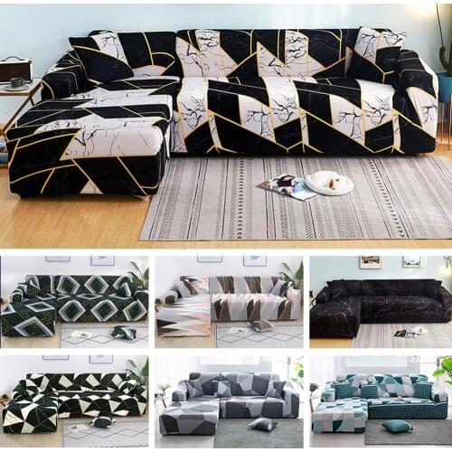 Elastic Sofa Cover for Living Room Geometric Couch Cover Stretch Marble Sectional Armchair Slipcovers Home Decoration