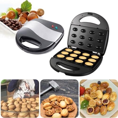 Electric Walnut Cake Maker Automatic Mini Nut Waffle Maker Breakfast Sandwich Toaster Baking Tool EU plug