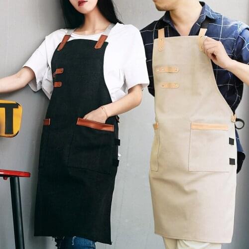 Tooling Washed Canvas Apron Barista Milk Tea Shop Baking Shop Restaurant Workwear Creative Strap